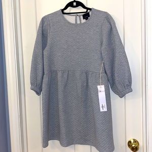 NWT Lumiere quilted babydoll dress, grey, Small. Polyester hand wash adorable!